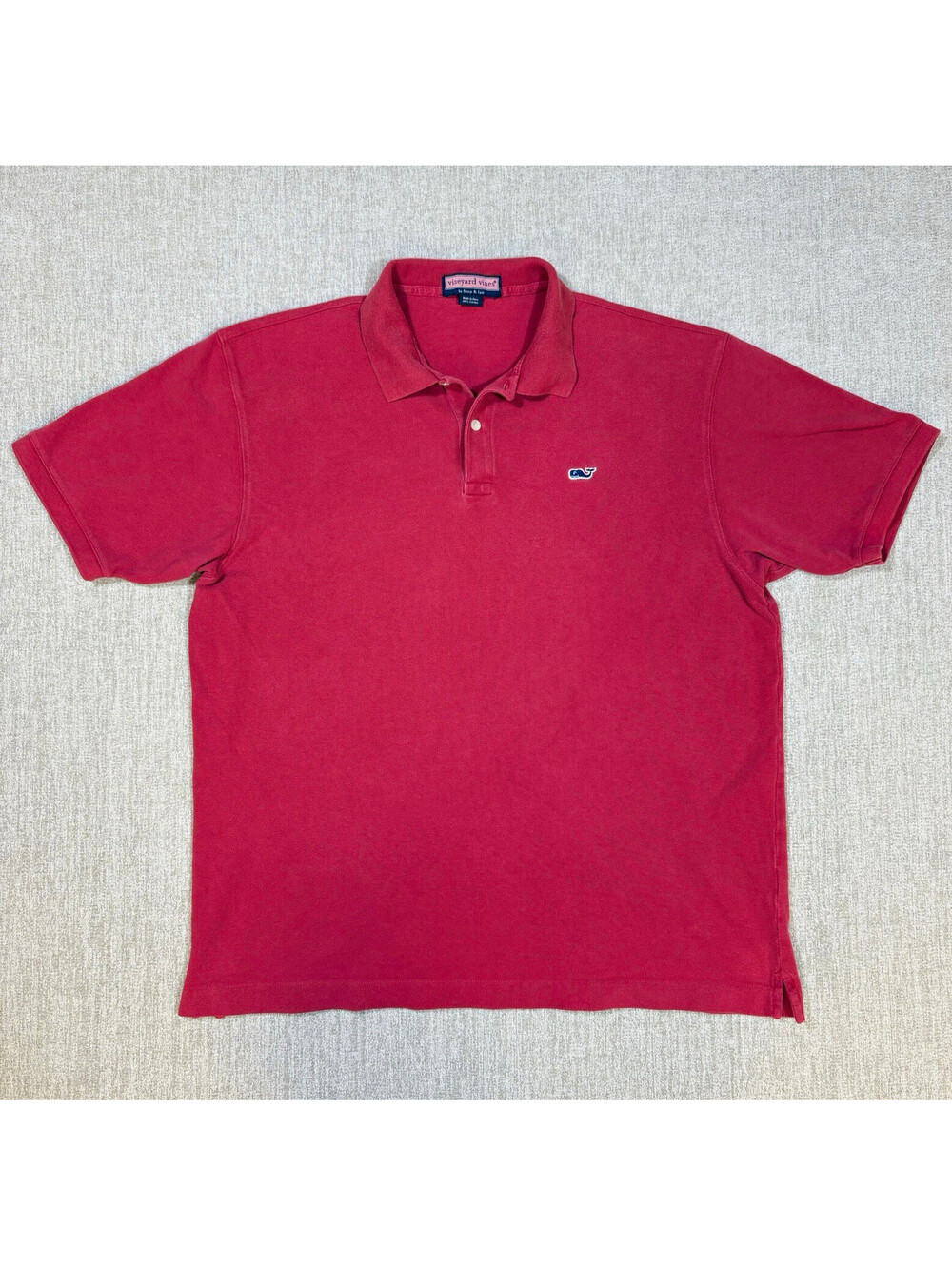 Vineyard Vines Mens L Red Cotton Polo Shirt Whale Logo Short Sleeve Preppy